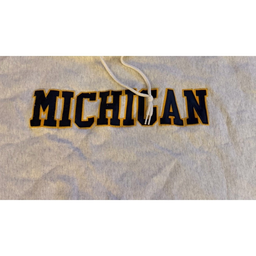 VTG University Of Michigan (U of M)  Hoodie Sweatshirt Gray Embroidered Size 2XL - Picture 2 of 8